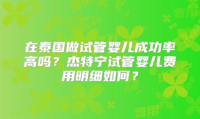 在泰国做试管婴儿成功率高吗？杰特宁试管婴儿费用明细如何？