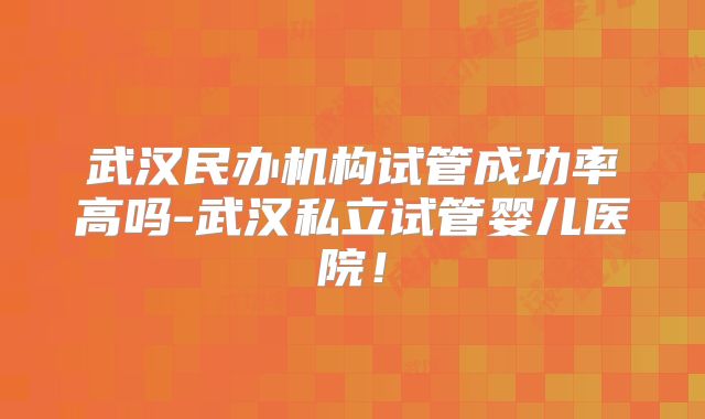 武汉民办机构试管成功率高吗-武汉私立试管婴儿医院!