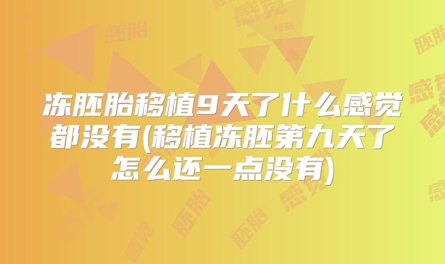 冻胚胎移植9天了什么感觉都没有(移植冻胚第九天了怎么还一点没有)
