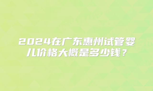 2024在广东惠州试管婴儿价格大概是多少钱?