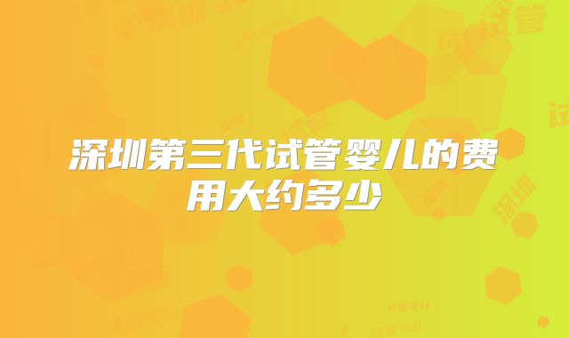 深圳第三代试管婴儿的费用大约多少