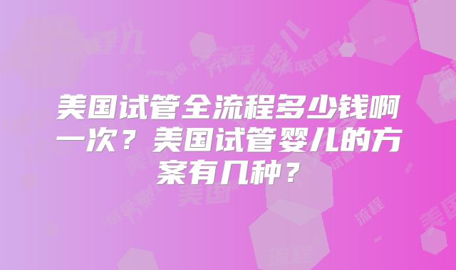 美国试管全流程多少钱啊一次？美国试管婴儿的方案有几种？