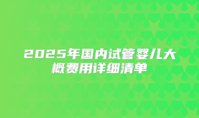 2025年国内试管婴儿大概费用详细清单