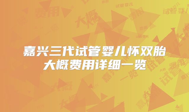 嘉兴三代试管婴儿怀双胎大概费用详细一览