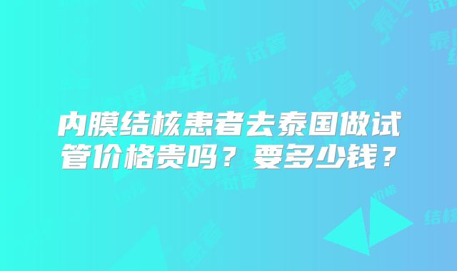 内膜结核患者去泰国做试管价格贵吗？要多少钱？