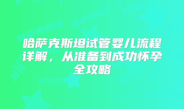 哈萨克斯坦试管婴儿流程详解,从准备到成功怀孕全攻略