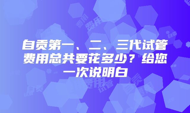 自贡第一、二、三代试管费用总共要花多少?给您一次说明白