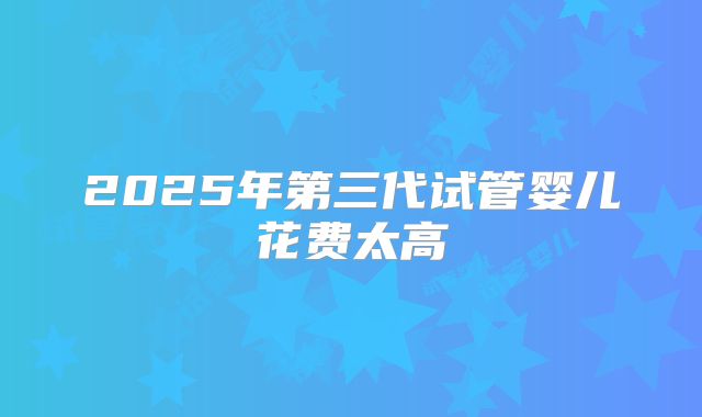 2025年第三代试管婴儿花费太高