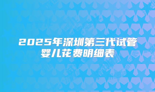 2025年深圳第三代试管婴儿花费明细表