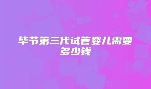 毕节第三代试管婴儿需要多少钱