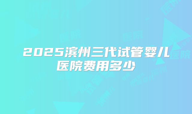 2025滨州三代试管婴儿医院费用多少