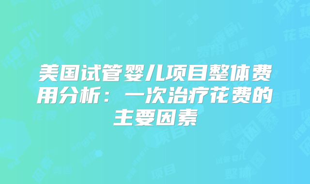 美国试管婴儿项目整体费用分析：一次治疗花费的主要因素