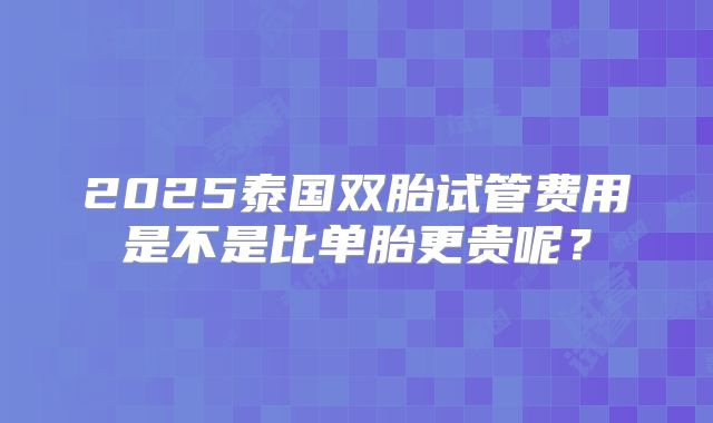 2025泰国双胎试管费用是不是比单胎更贵呢?
