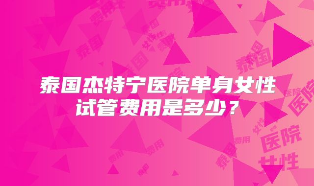 泰国杰特宁医院单身女性试管费用是多少？