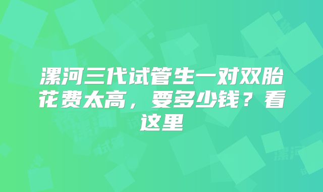 漯河三代试管生一对双胎花费太高,要多少钱?看这里