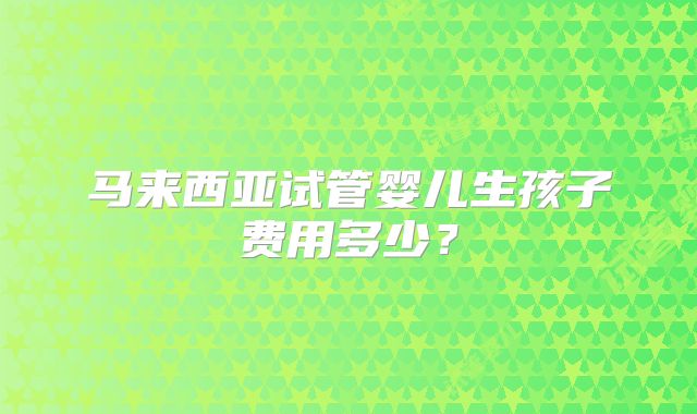 马来西亚试管婴儿生孩子费用多少？