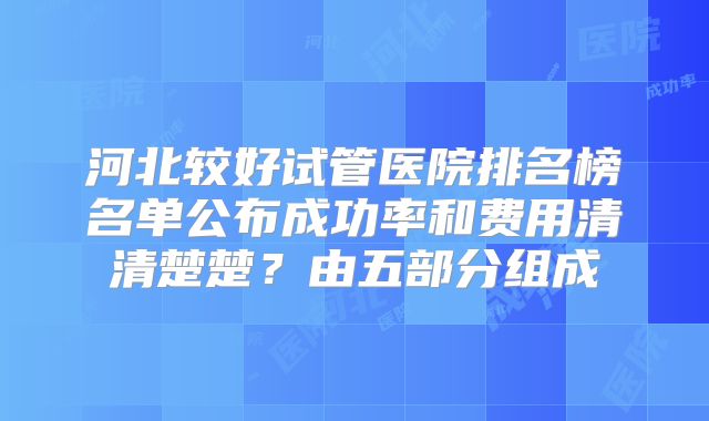 河北较好试管医院排名榜名单公布成功率和费用清清楚楚？由五部分组成