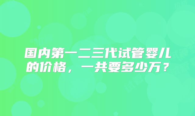 国内第一二三代试管婴儿的价格，一共要多少万？
