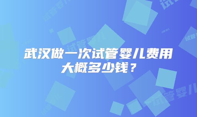 武汉做一次试管婴儿费用大概多少钱？