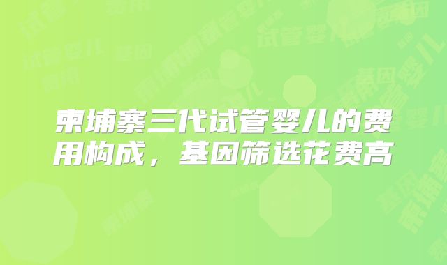 柬埔寨三代试管婴儿的费用构成,基因筛选花费高