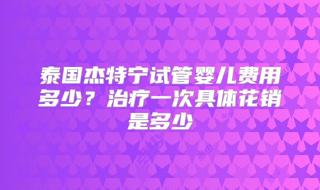 泰国杰特宁试管婴儿费用多少？治疗一次具体花销是多少