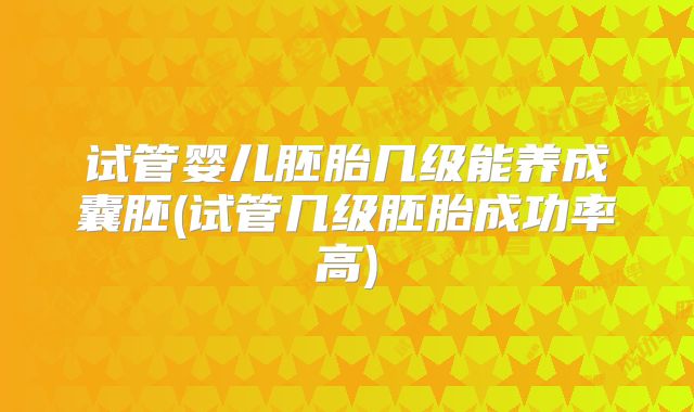 试管婴儿胚胎几级能养成囊胚(试管几级胚胎成功率高)