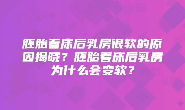 胚胎着床后乳房很软的原因揭晓?胚胎着床后乳房为什么会变软?