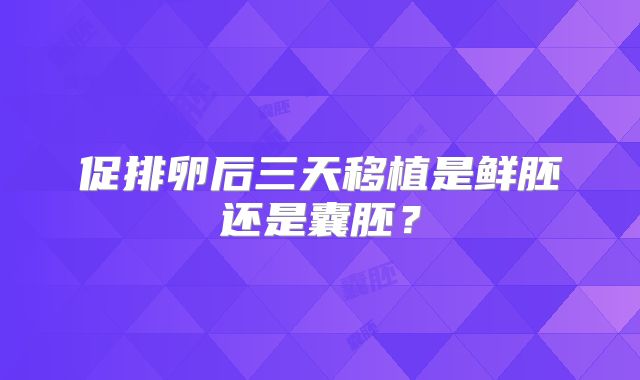 促排卵后三天移植是鲜胚还是囊胚？