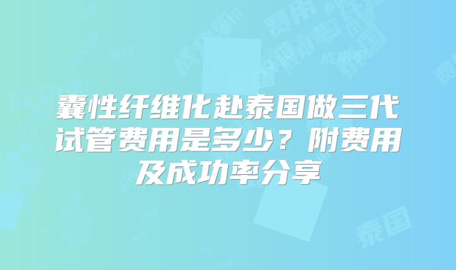 囊性纤维化赴泰国做三代试管费用是多少？附费用及成功率分享