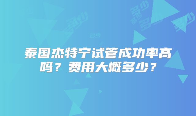 泰国杰特宁试管成功率高吗?费用大概多少?