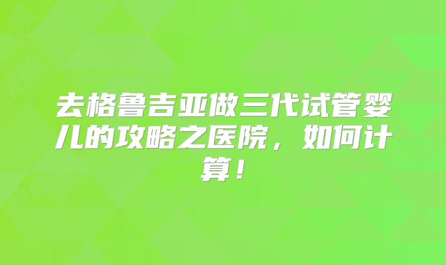 去格鲁吉亚做三代试管婴儿的攻略之医院,如何计算!
