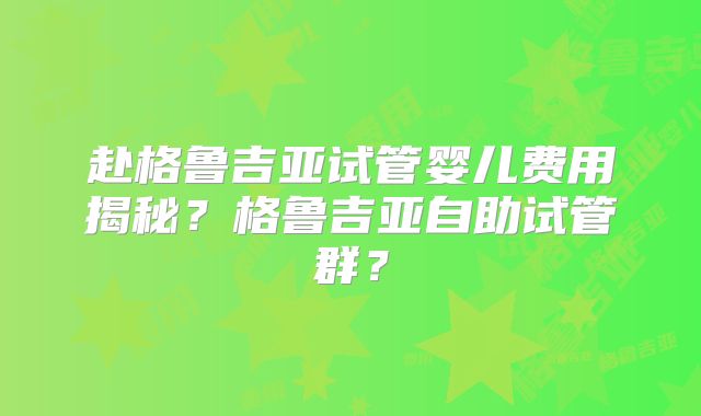 赴格鲁吉亚试管婴儿费用揭秘？格鲁吉亚自助试管群？