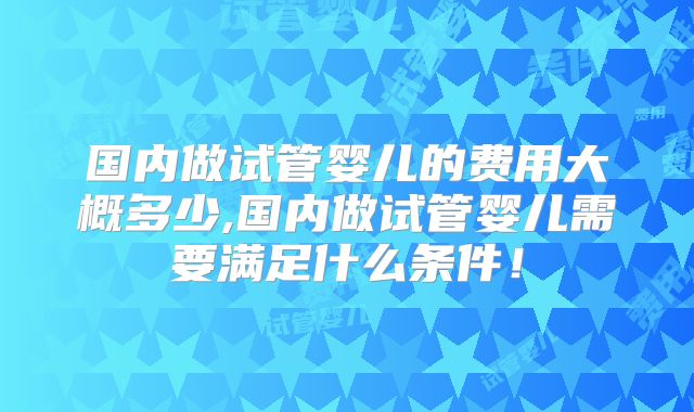 国内做试管婴儿的费用大概多少,国内做试管婴儿需要满足什么条件!