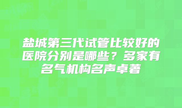 盐城第三代试管比较好的医院分别是哪些？多家有名气机构名声卓著