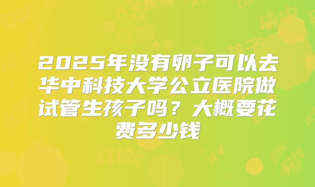 2025年没有卵子可以去华中科技大学公立医院做试管生孩子吗?大概要花费多少钱