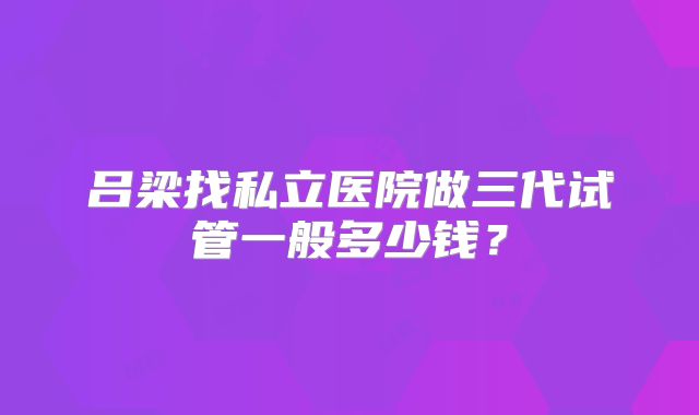 吕梁找私立医院做三代试管一般多少钱？