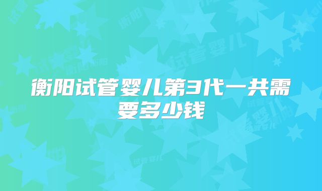 衡阳试管婴儿第3代一共需要多少钱