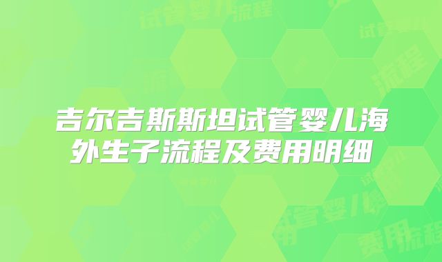 吉尔吉斯斯坦试管婴儿海外生子流程及费用明细