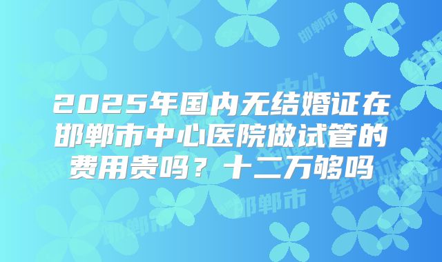 2025年国内无结婚证在邯郸市中心医院做试管的费用贵吗？十二万够吗