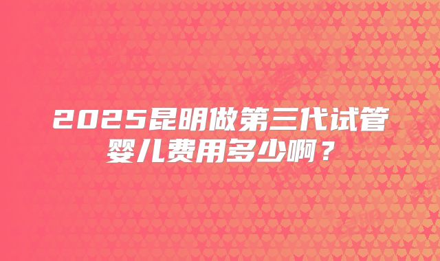 2025昆明做第三代试管婴儿费用多少啊?
