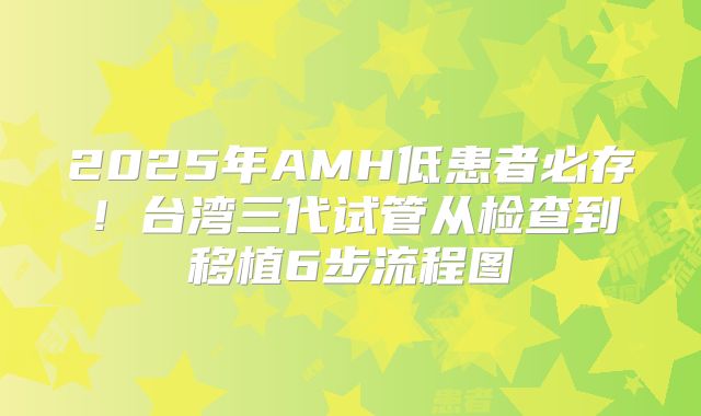 2025年AMH低患者必存！台湾三代试管从检查到移植6步流程图