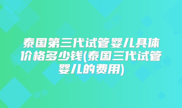 泰国第三代试管婴儿具体价格多少钱(泰国三代试管婴儿的费用)