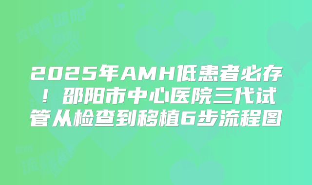 2025年AMH低患者必存!邵阳市中心医院三代试管从检查到移植6步流程图