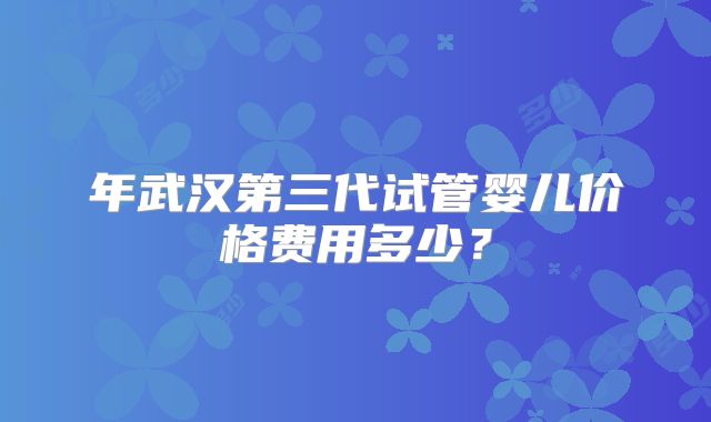 年武汉第三代试管婴儿价格费用多少？