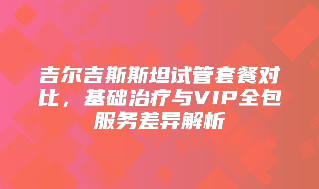 吉尔吉斯斯坦试管套餐对比，基础治疗与VIP全包服务差异解析