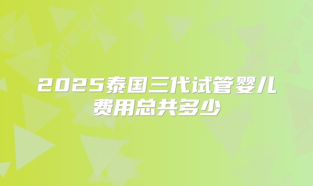 2025泰国三代试管婴儿费用总共多少