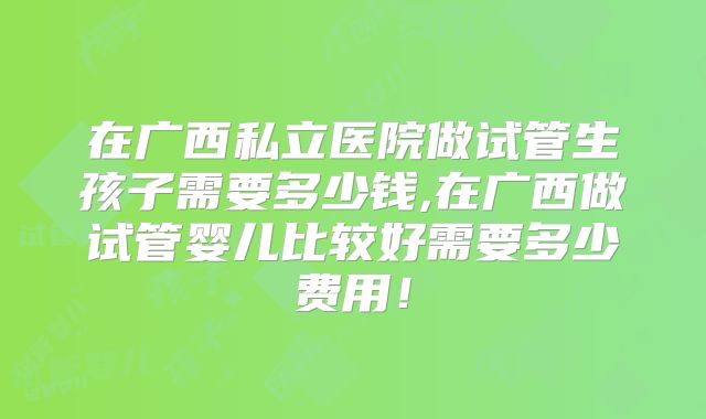 在广西私立医院做试管生孩子需要多少钱,在广西做试管婴儿比较好需要多少费用！