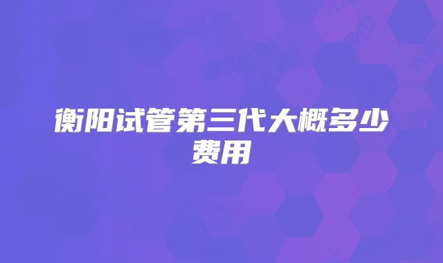 衡阳试管第三代大概多少费用