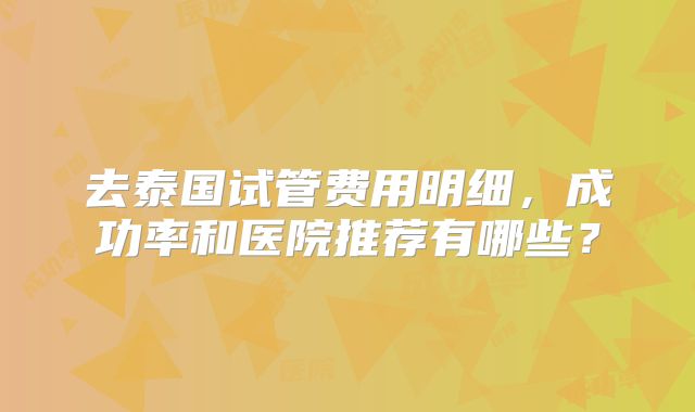 去泰国试管费用明细，成功率和医院推荐有哪些？