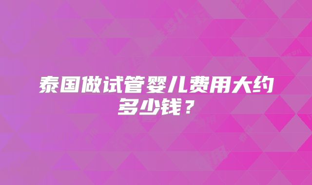 泰国做试管婴儿费用大约多少钱？